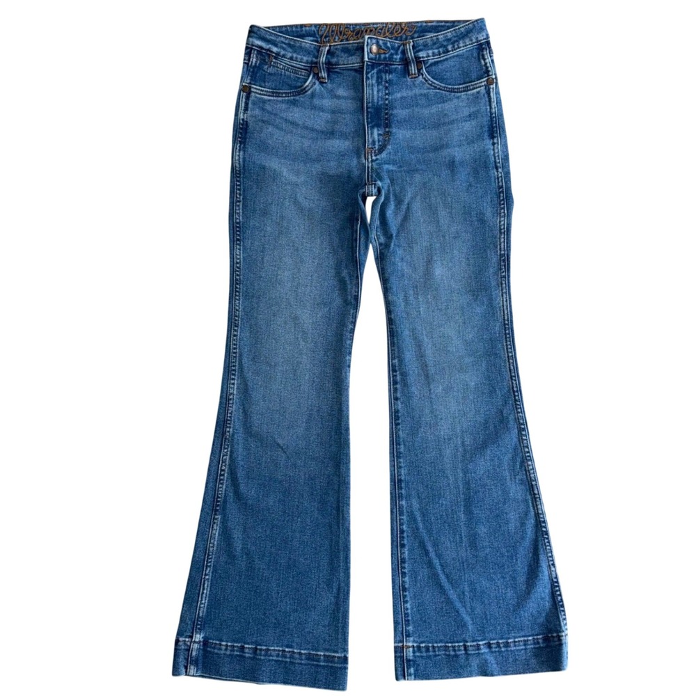 Wrangler Retro High Rise Trouser Boot Jeans Medium Wash Blue 28x32**  1011MPEAB